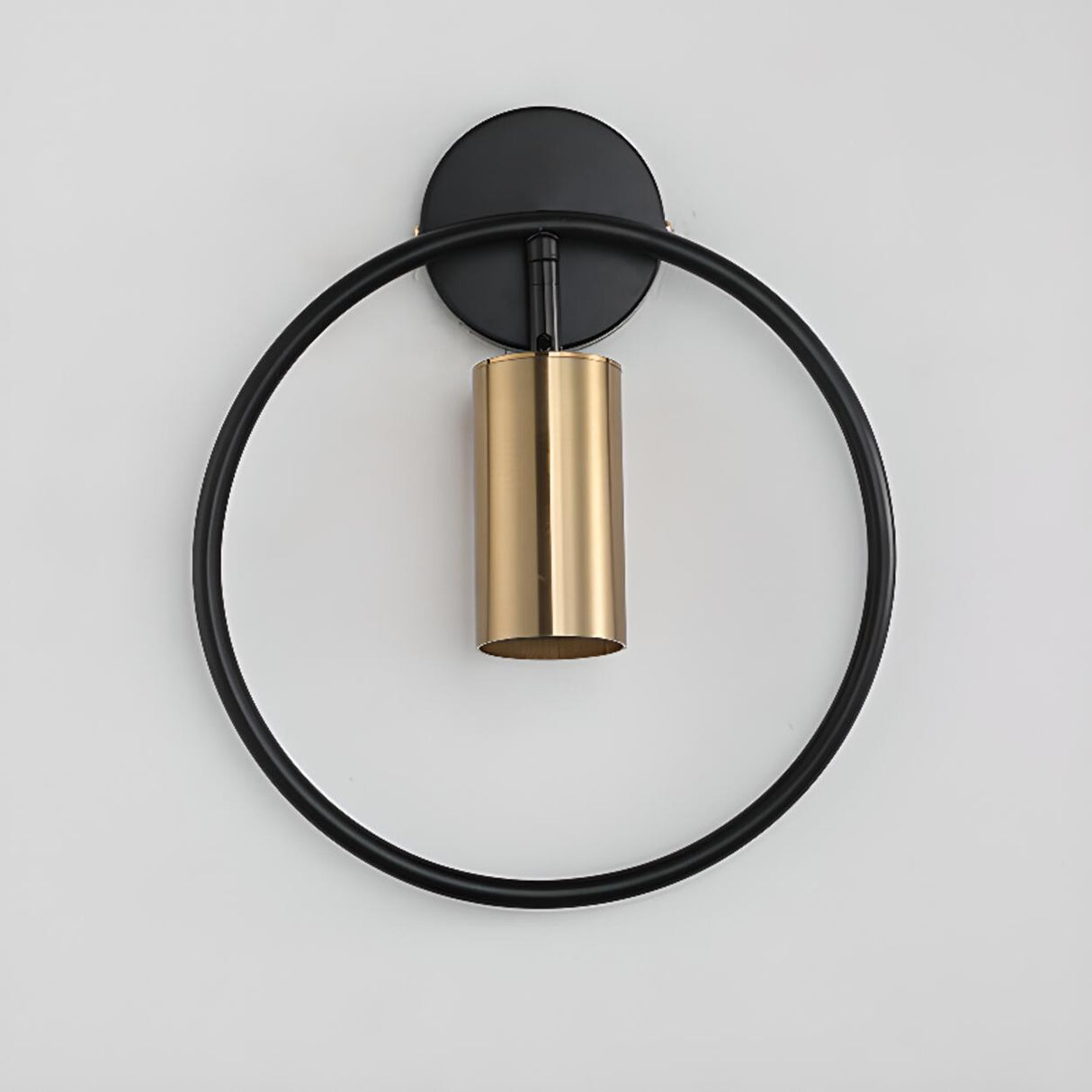 Adjustable Bedside Black and Gold Ring Wall Sconce Image - 12