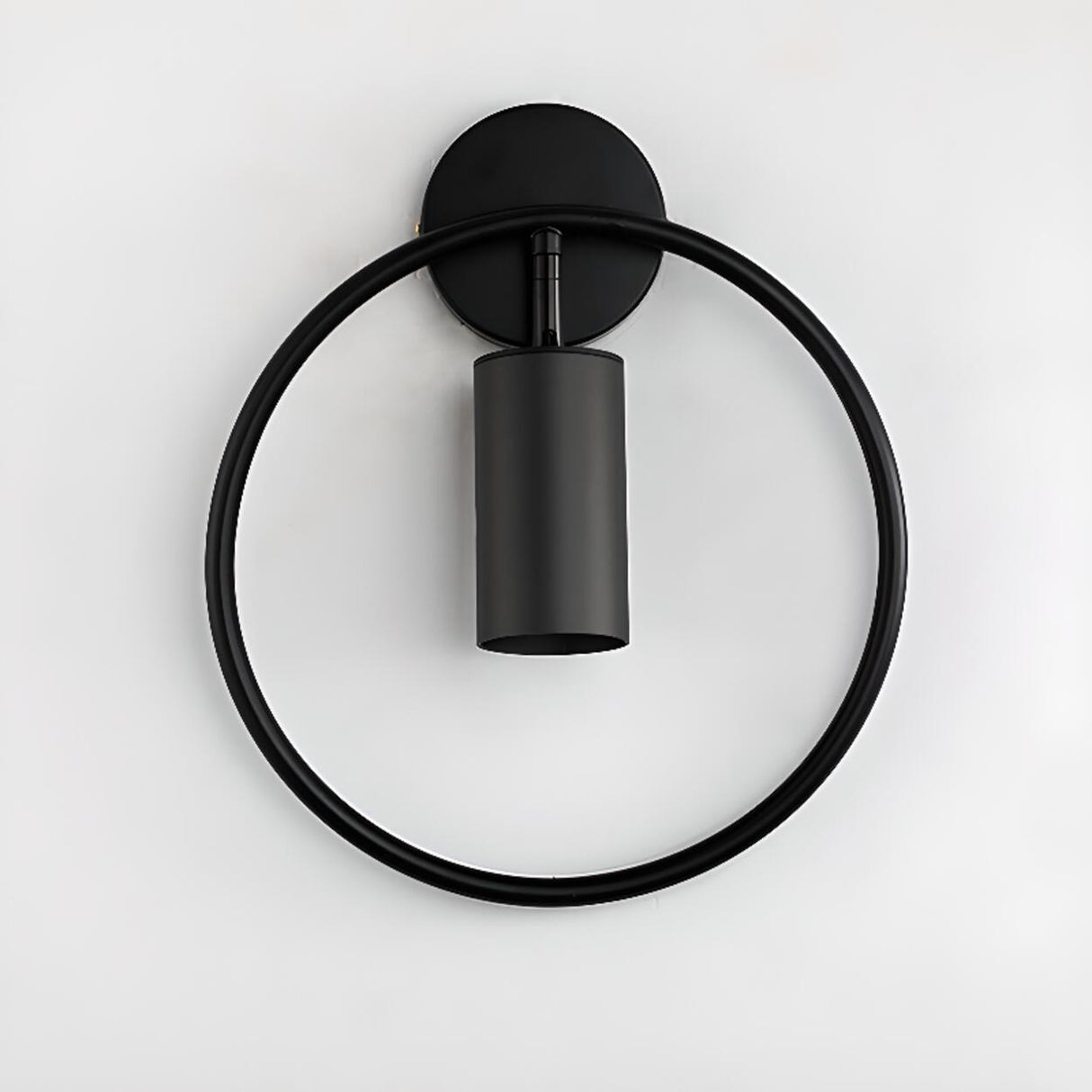 Adjustable Bedside Black and Gold Ring Wall Sconce Image - 14