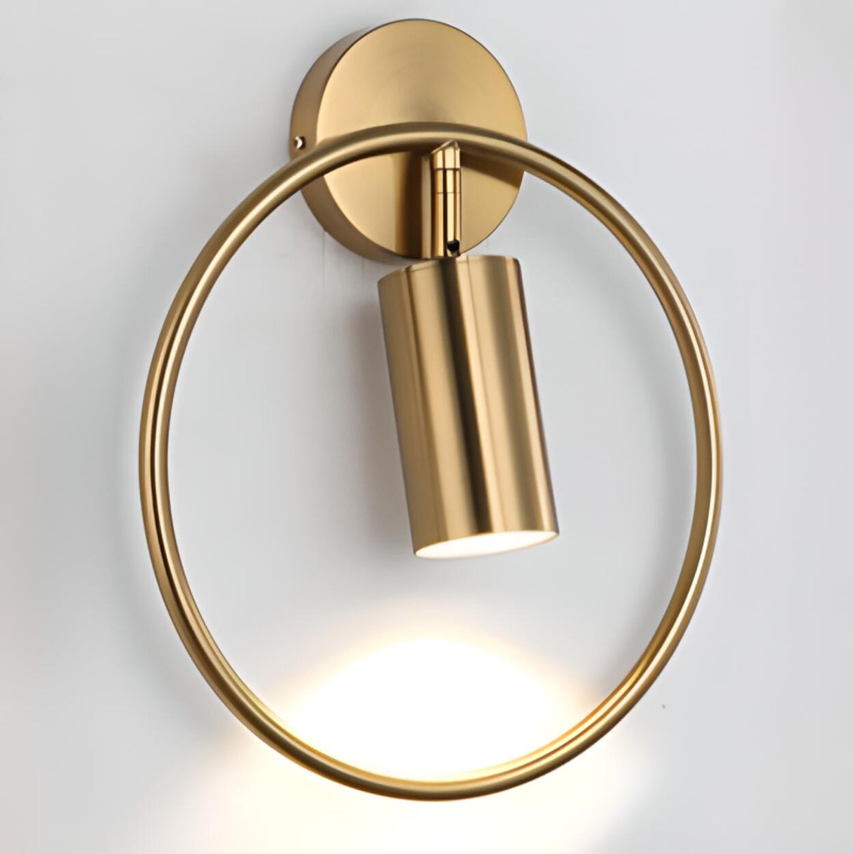 Adjustable Bedside Black and Gold Ring Wall Sconce Image - 15