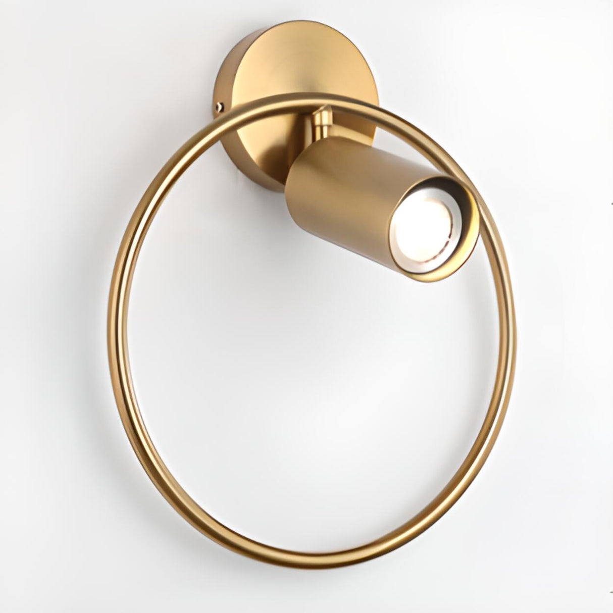 Adjustable Bedside Black and Gold Ring Wall Sconce Image - 16