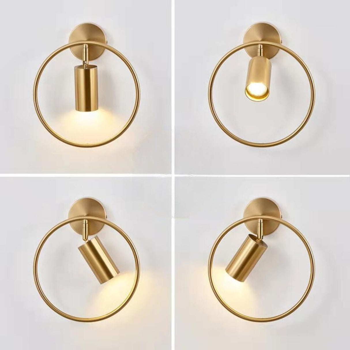 Adjustable Bedside Black and Gold Ring Wall Sconce Image - 17