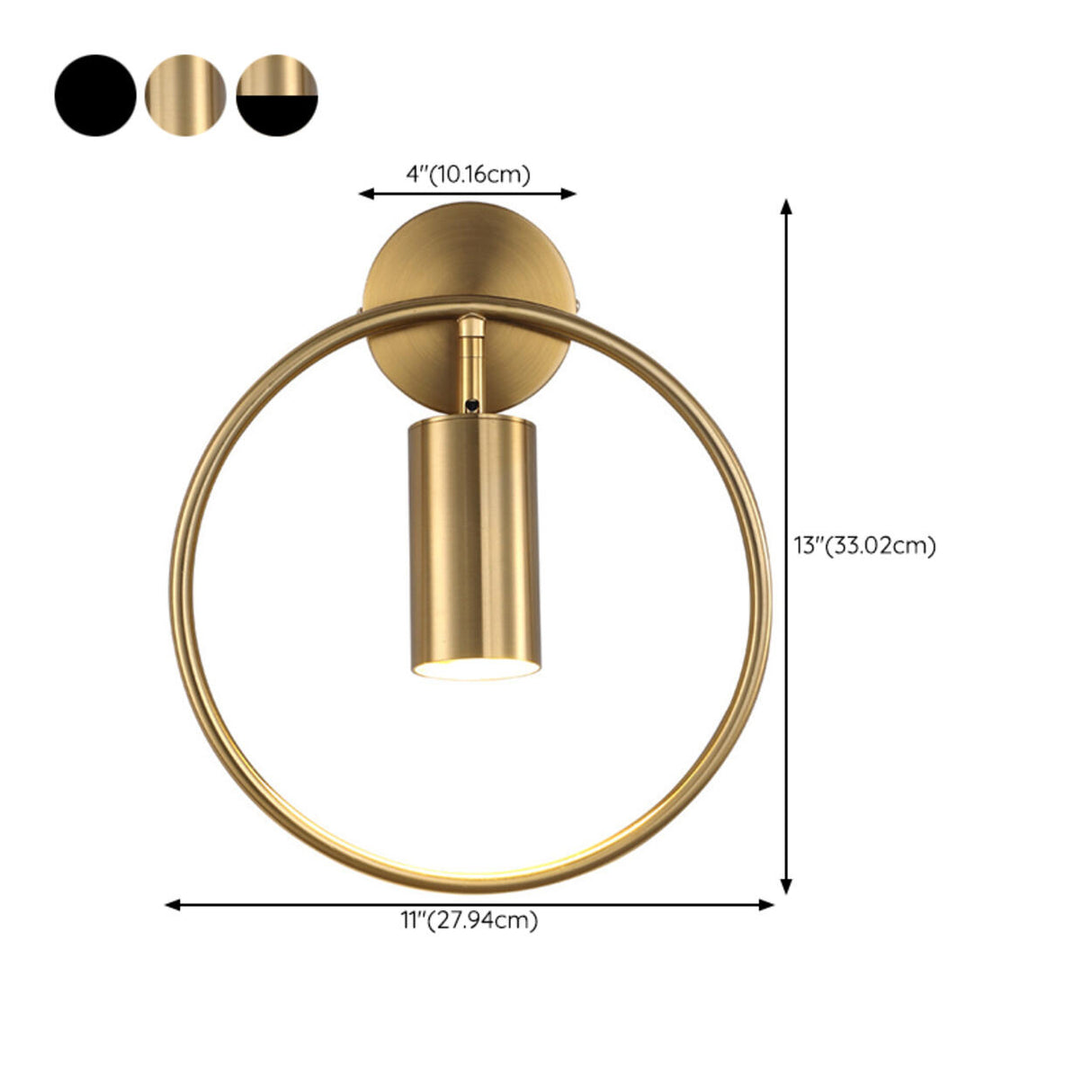 Adjustable Bedside Black and Gold Ring Wall Sconce