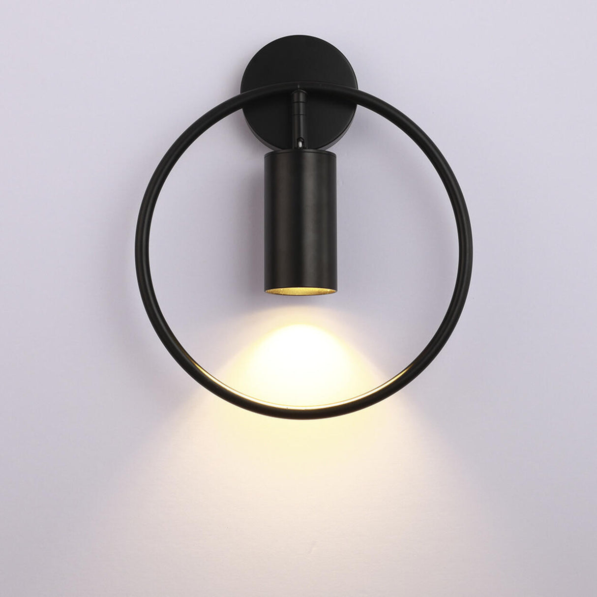 Adjustable Bedside Black and Gold Ring Wall Sconce Image - 7