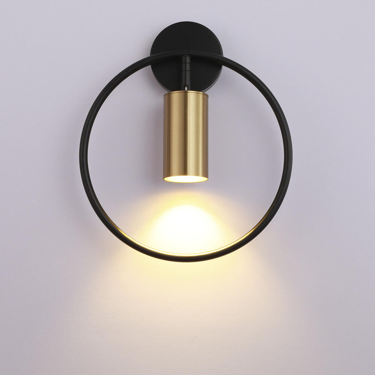 Adjustable Bedside Black and Gold Ring Wall Sconce Image - 8