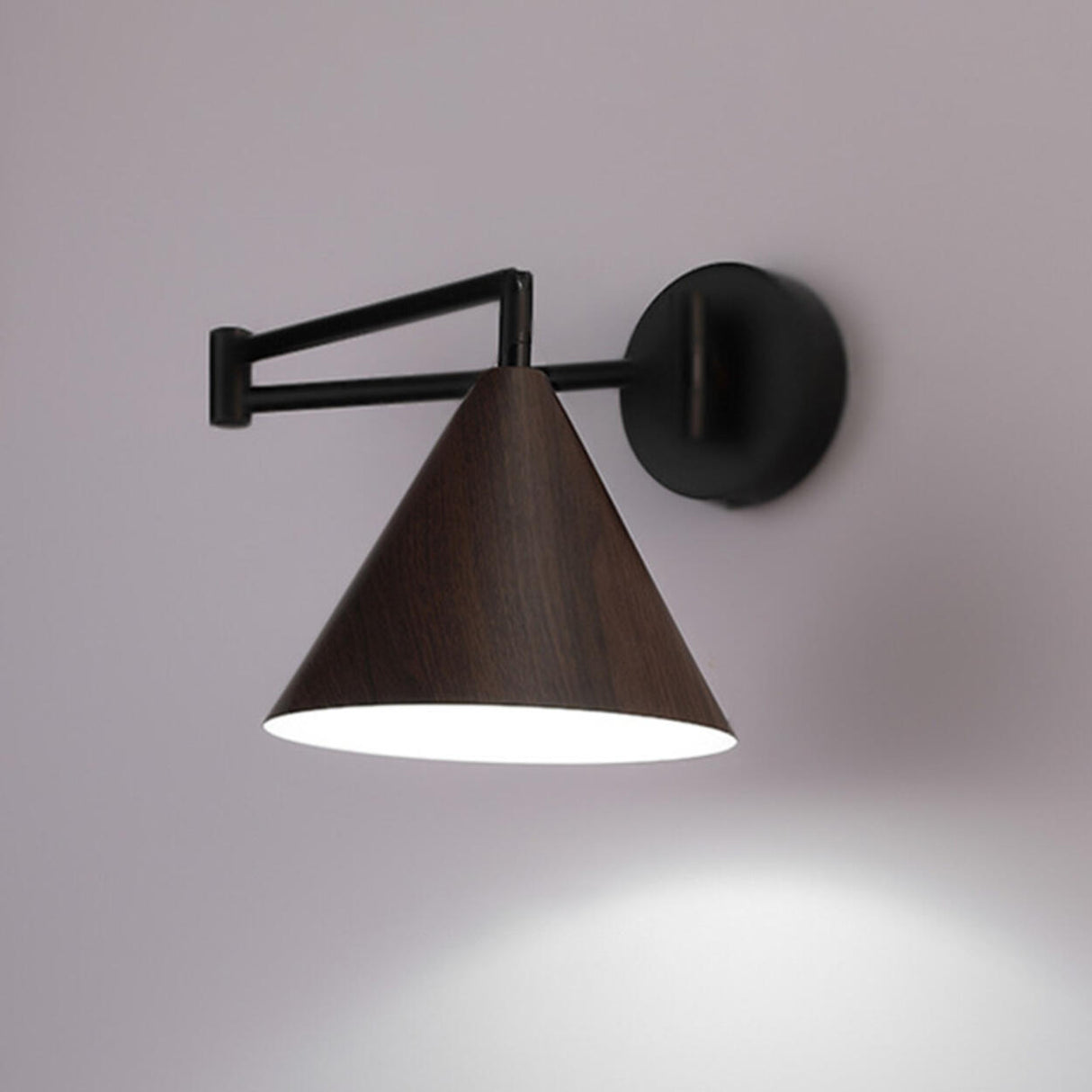 Adjustable Black Cone Metal Swing Arm Wall Sconce Image - 6
