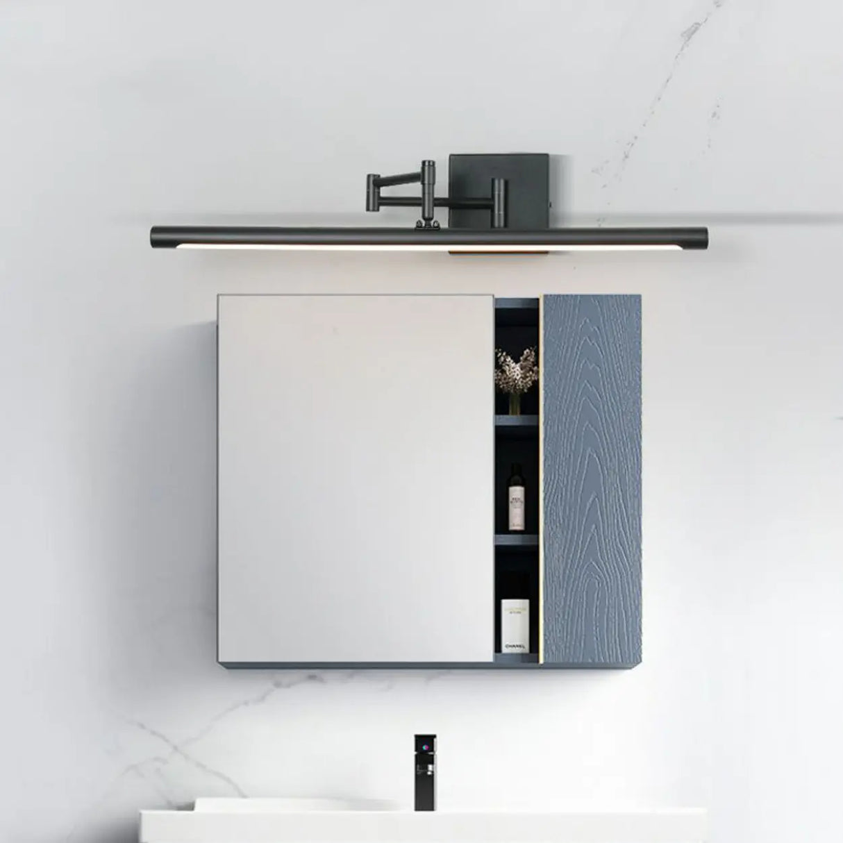 Adjustable Black Linear Metal LED Mirror Vanity Light Image - 4