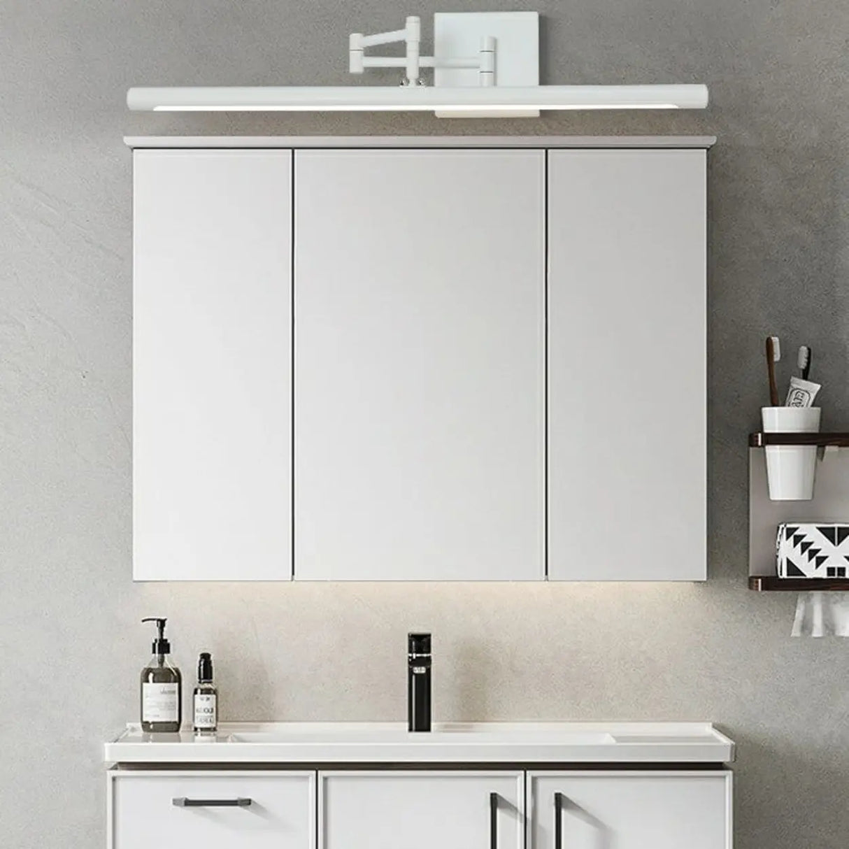 Adjustable Black Linear Metal LED Mirror Vanity Light Image - 5