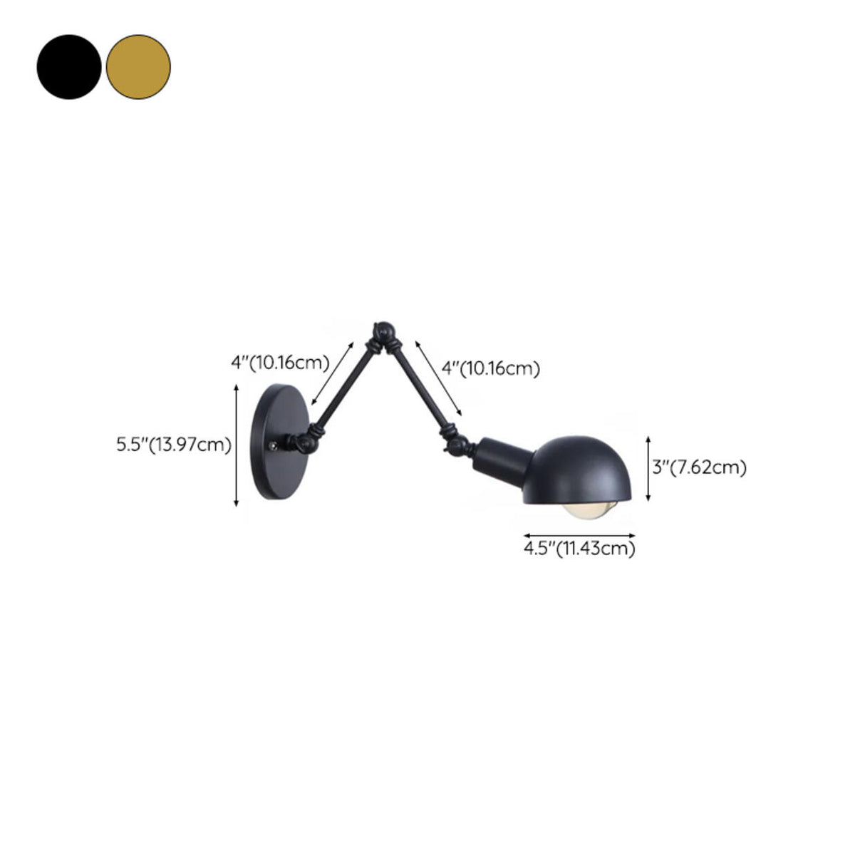 Adjustable Black Metal Swing Arm Wall Sconce Image - 12