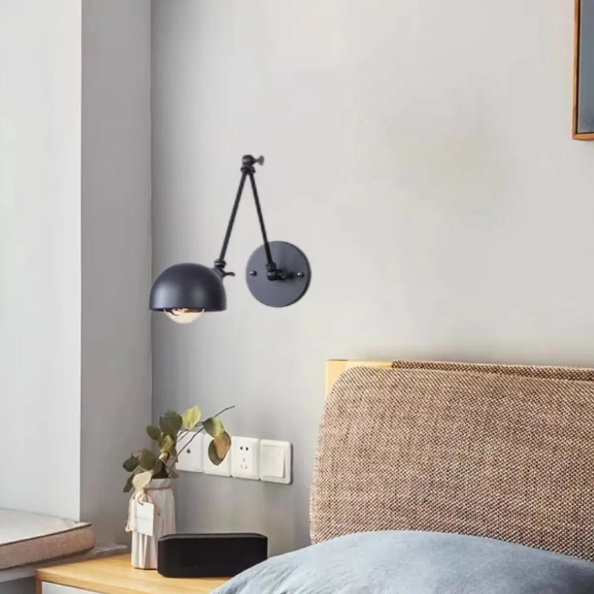 Adjustable Black Metal Swing Arm Wall Sconce Image - 4