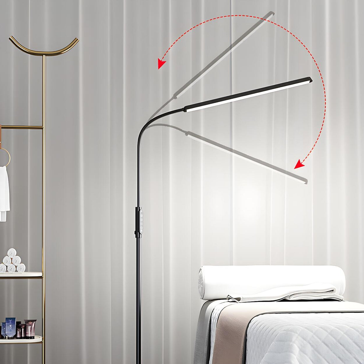 Adjustable Black Rectangular LED Floor Reading Lamp Image - 11