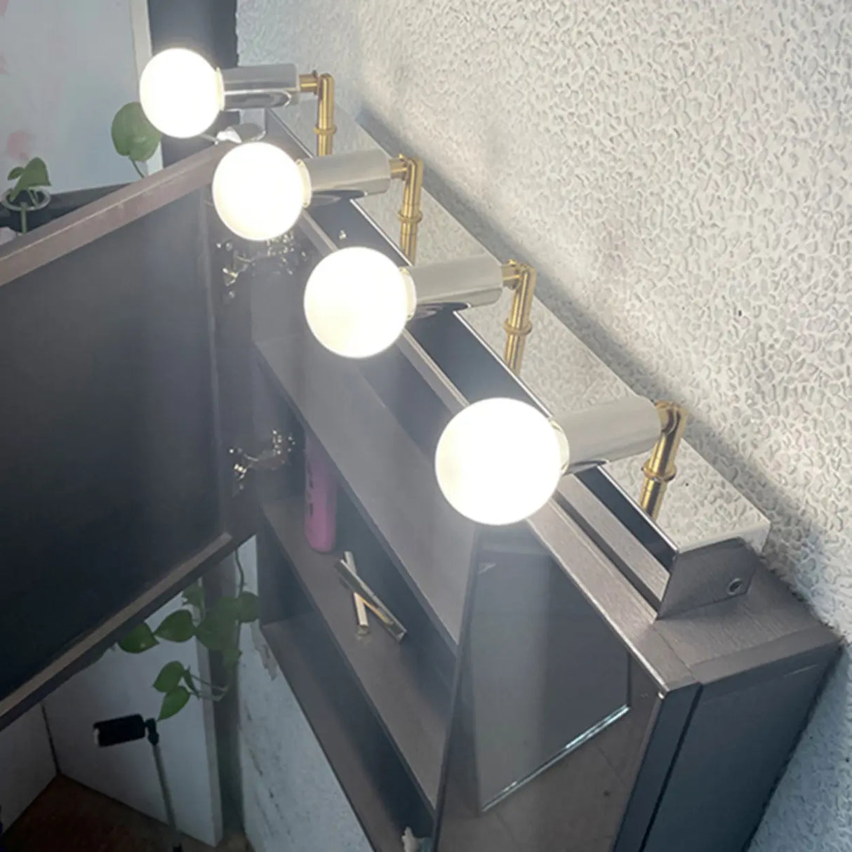 Adjustable Bulbs Silver Rectangular Vanity Light Image - 10