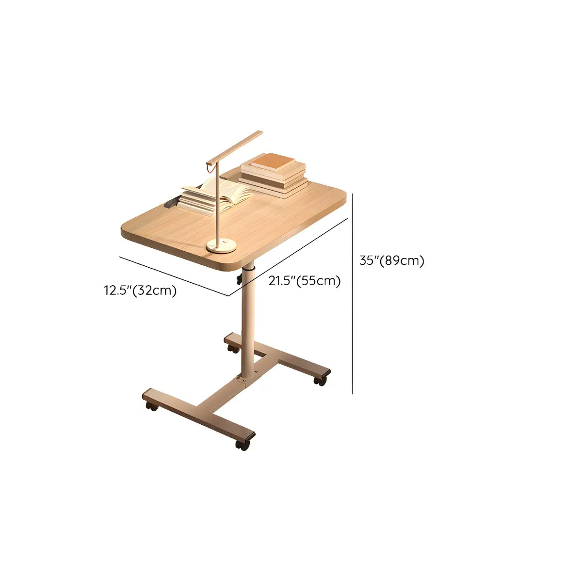 Adjustable Casters Wooden T-Shape Small Standing Desk