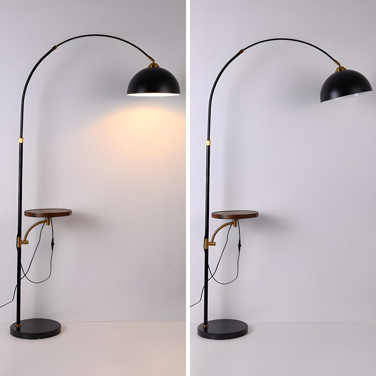 Adjustable Cone and Arched Floor Lamp with Side Table Image - 11