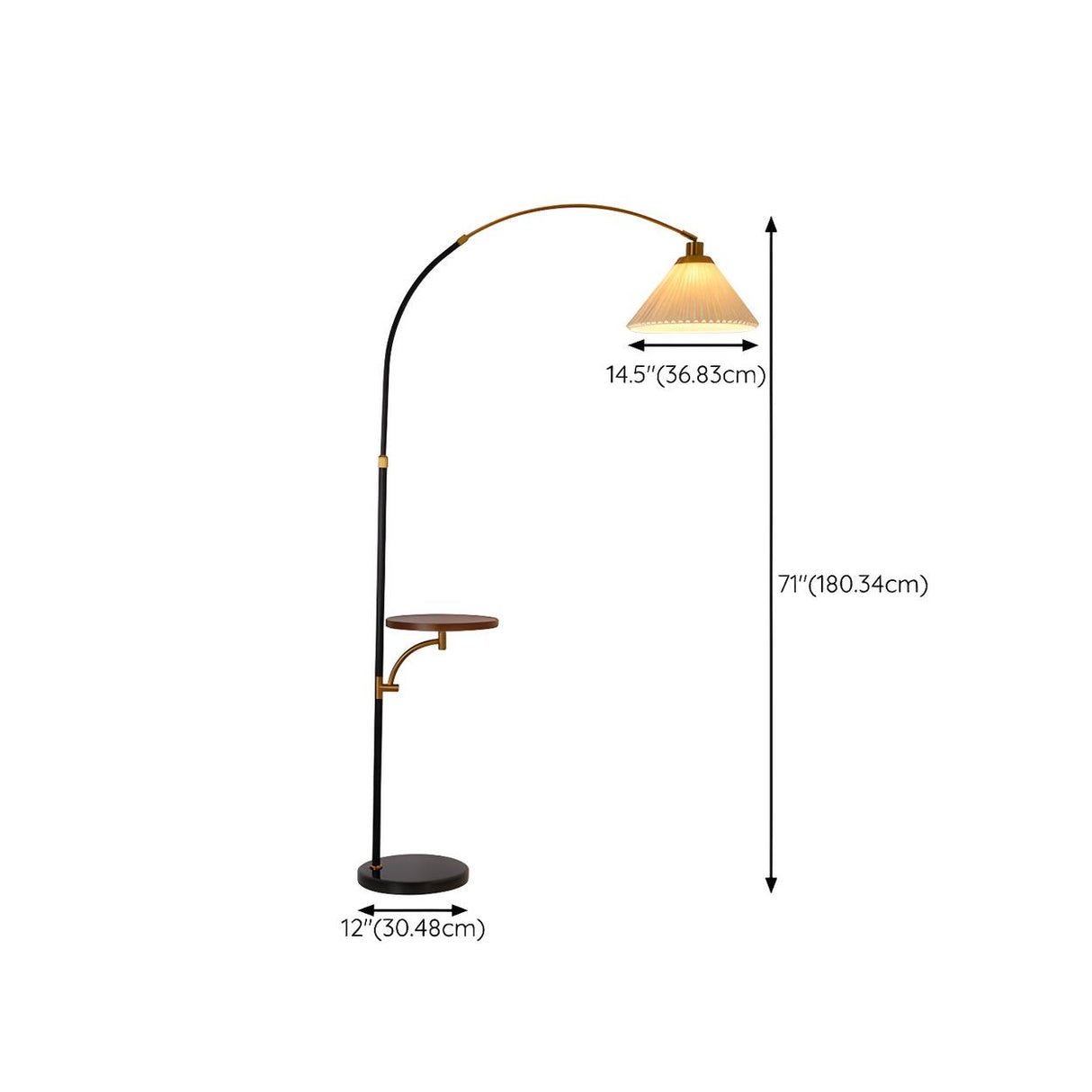 Adjustable Cone and Arched Floor Lamp with Side Table Image - 19