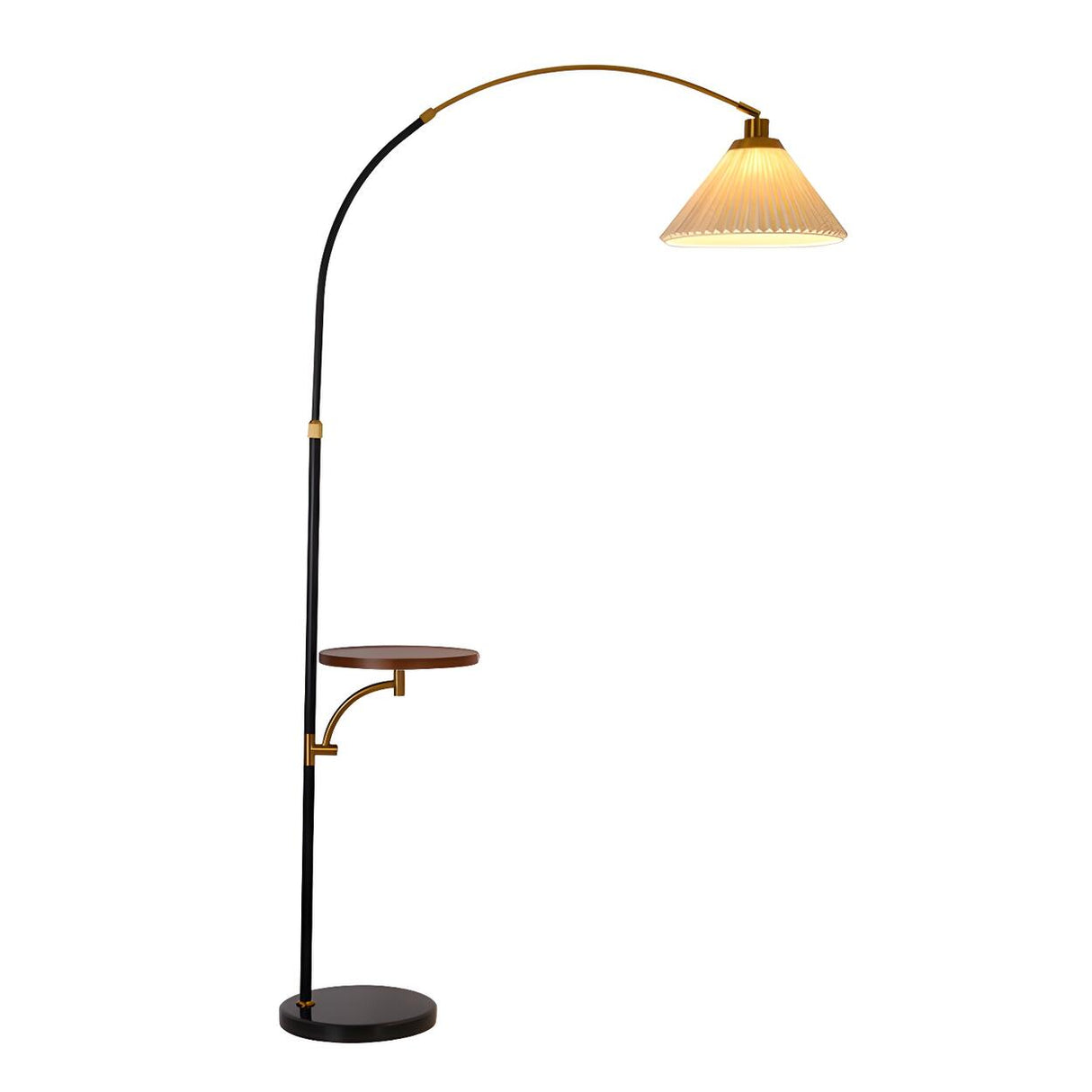 Adjustable Cone and Arched Floor Lamp with Side Table Image - 4