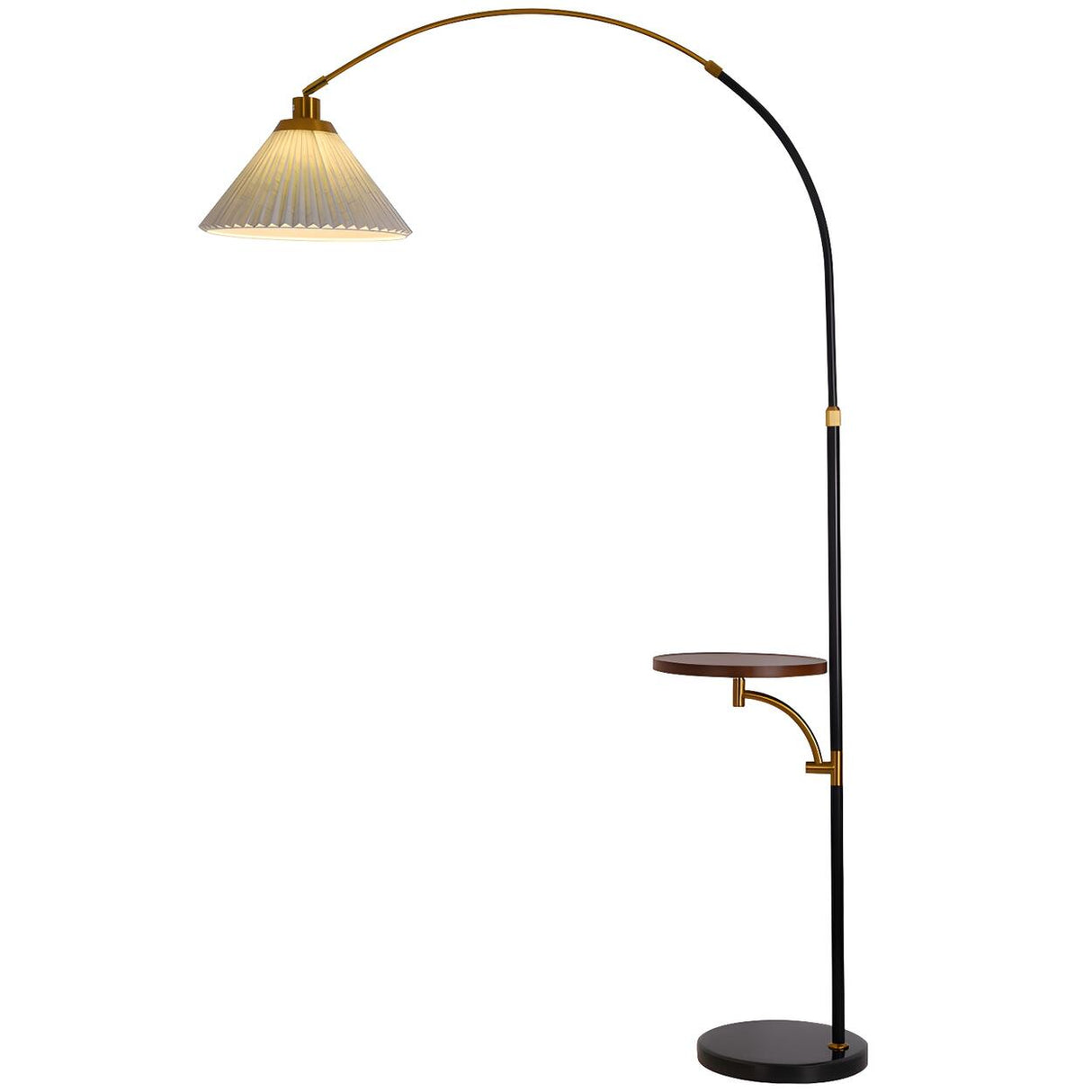 Adjustable Cone and Arched Floor Lamp with Side Table Image - 7