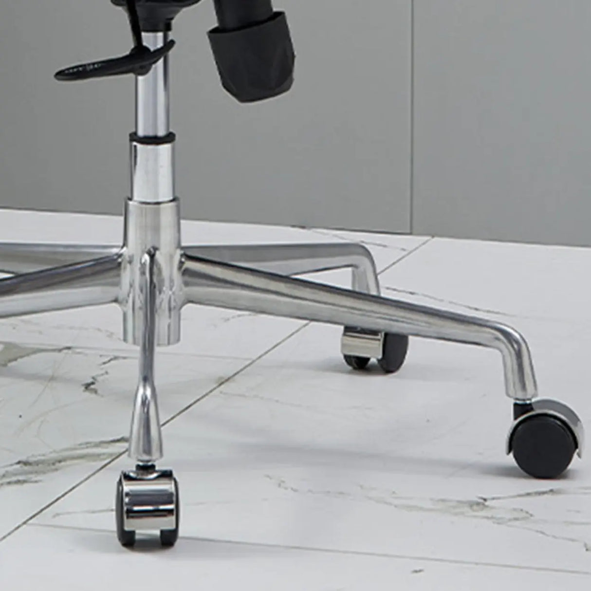 Adjustable Cream Leather Ergonomic Office Chair with Arms Image - 11