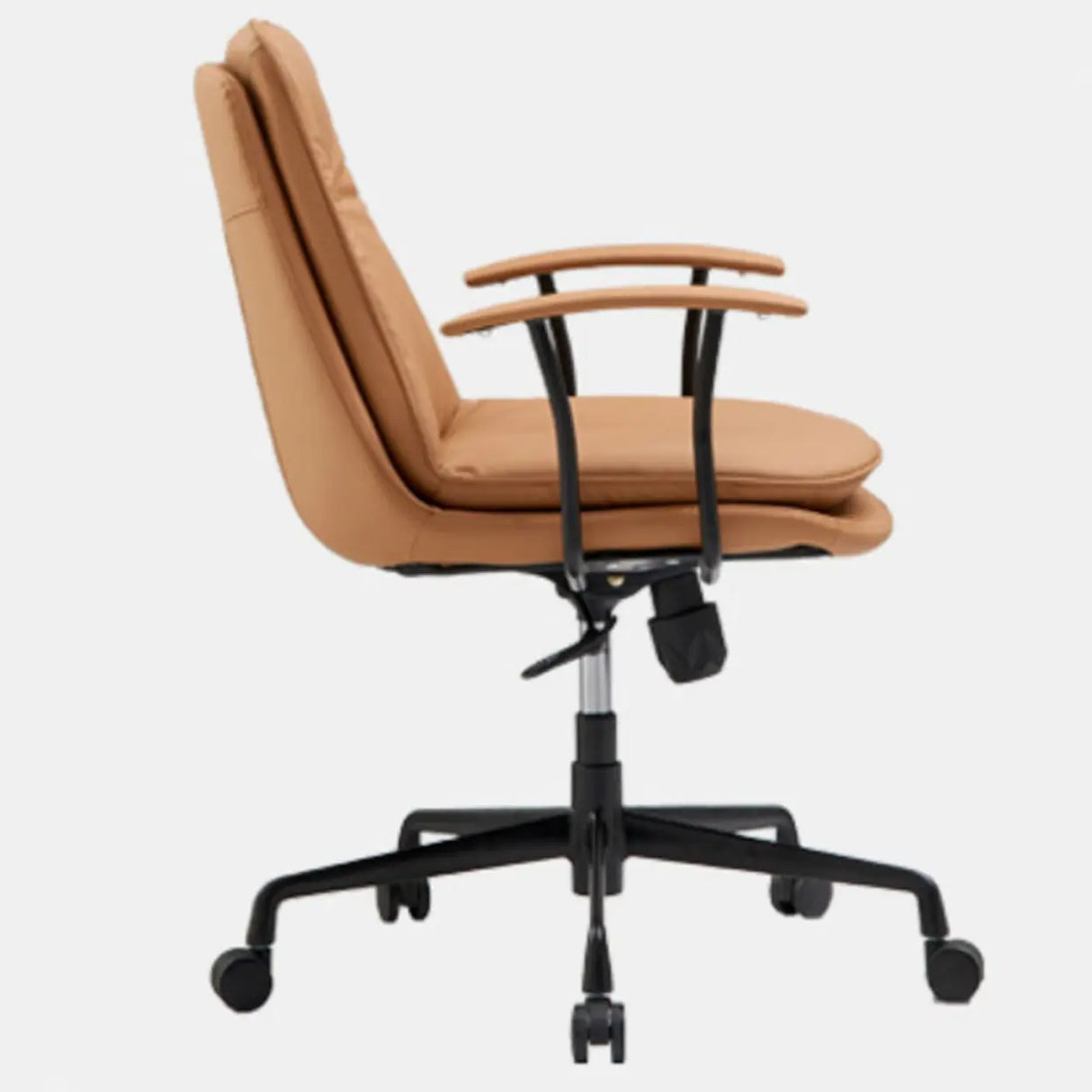 Adjustable Cream Leather Ergonomic Office Chair with Arms Image - 12