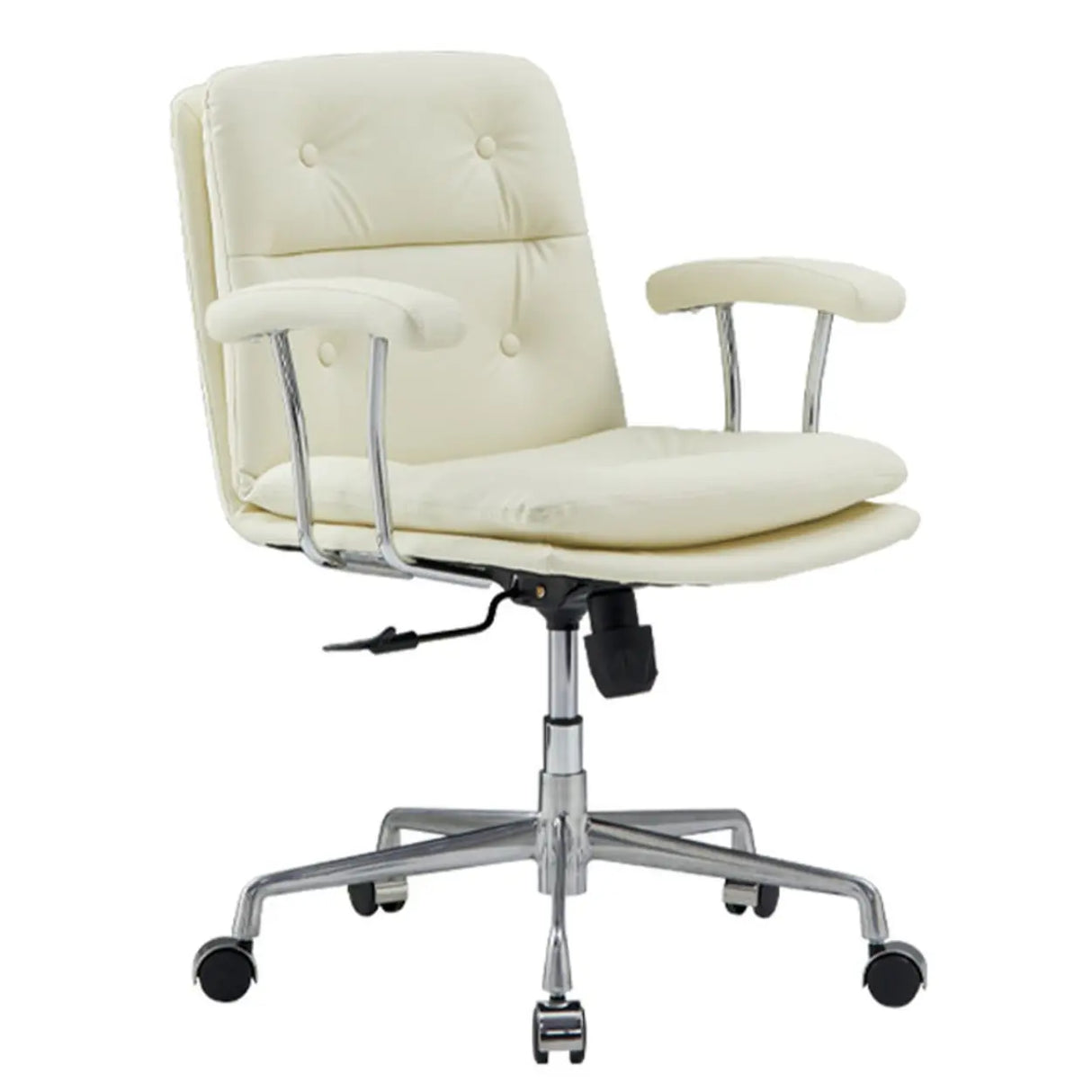 Adjustable Cream Leather Ergonomic Office Chair with Arms Image - 5