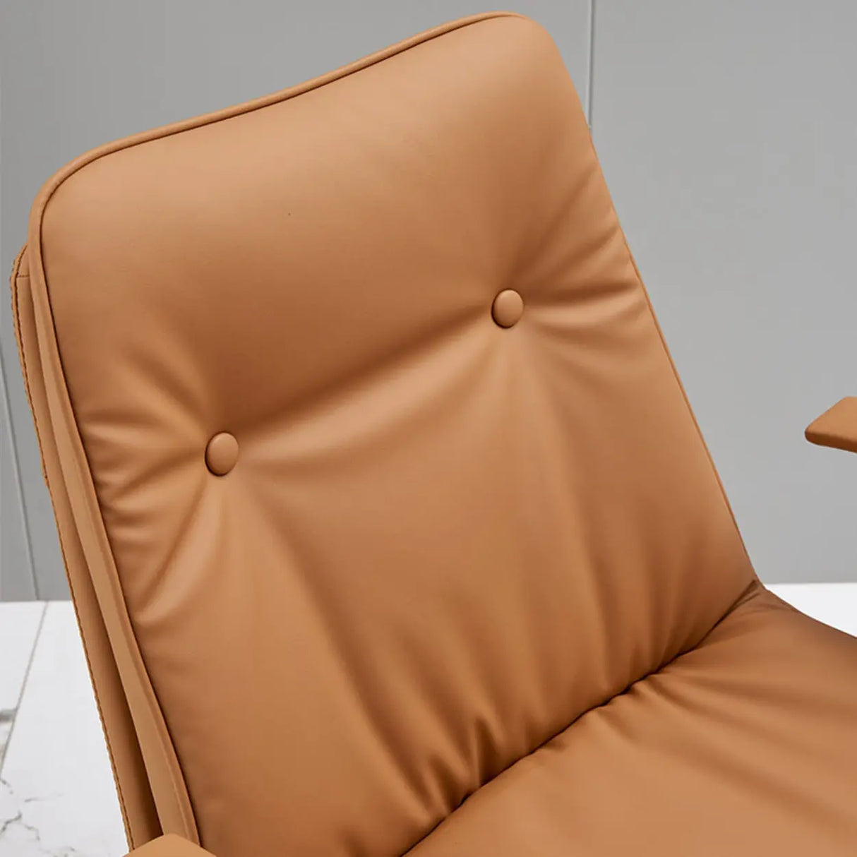 Adjustable Cream Leather Ergonomic Office Chair with Arms Image - 6