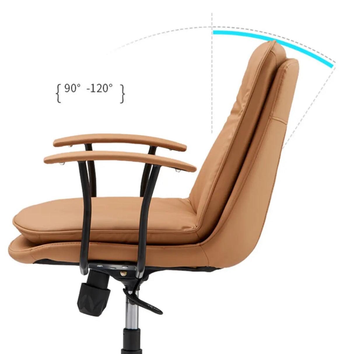Adjustable Cream Leather Ergonomic Office Chair with Arms Image - 8