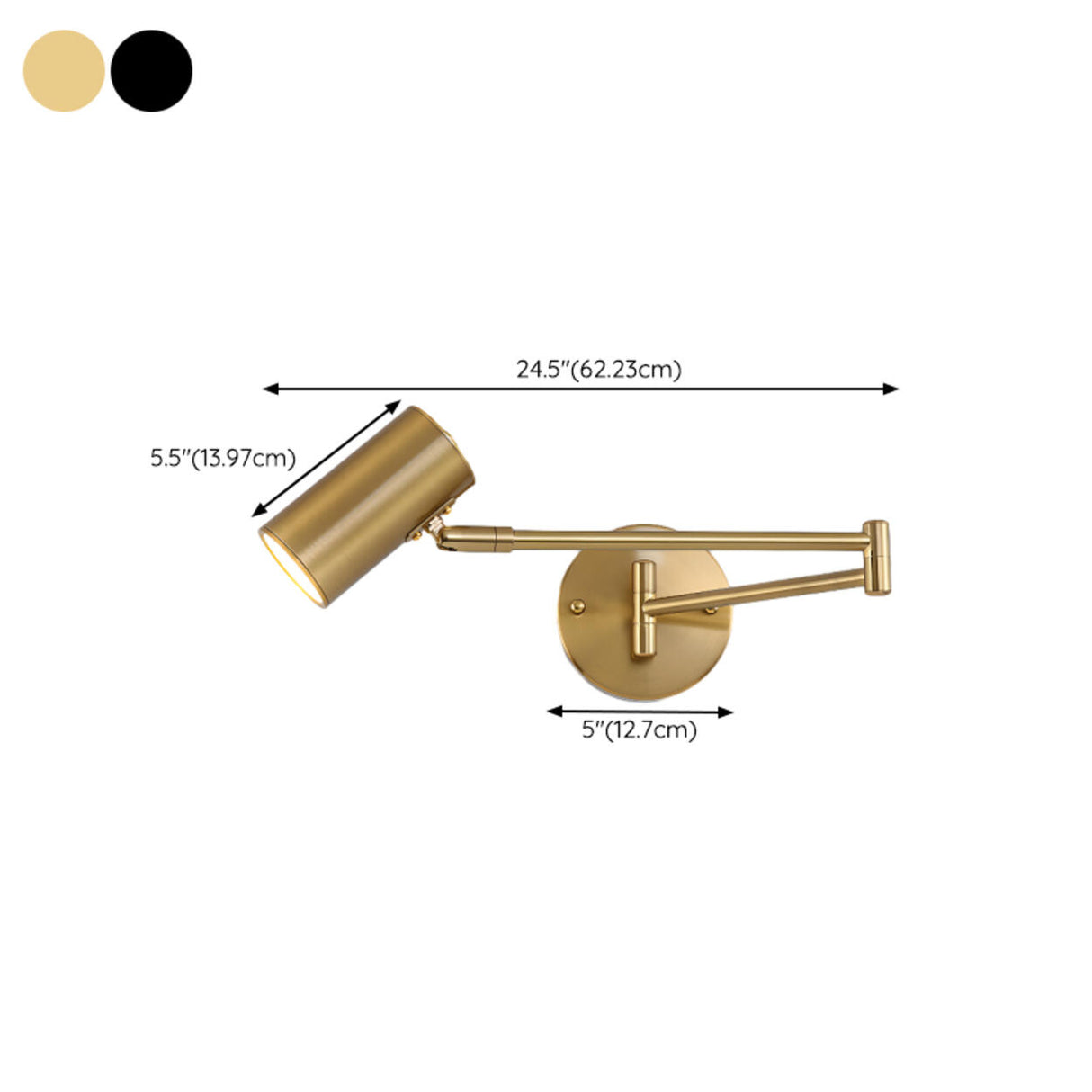 Adjustable Cylinder Metal LED Swing Arm Sconce Light