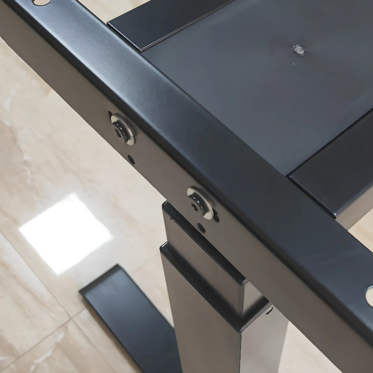 Adjustable Dark Walnut-Black Wood T-Shape Computer Desk Image - 7