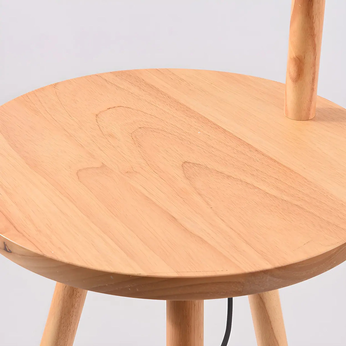 Adjustable Dome Wooden Floor Lamp with Side Table Image - 4