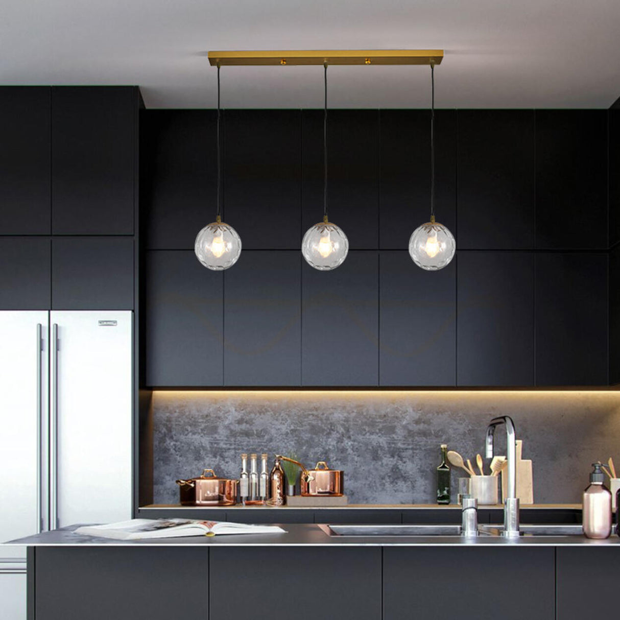 Adjustable Elegant Glass Globe Island Ceiling Light Image - 1