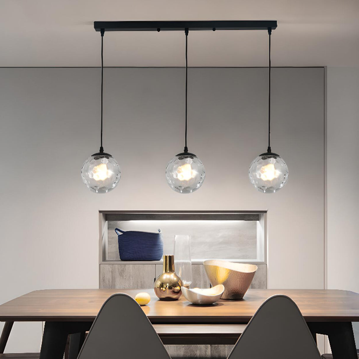 Adjustable Elegant Glass Globe Island Ceiling Light Image - 2