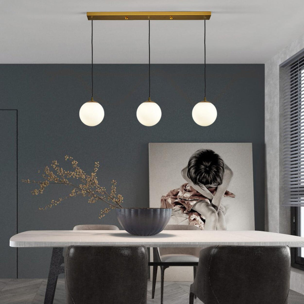 Adjustable Elegant Glass Globe Island Ceiling Light Image - 3