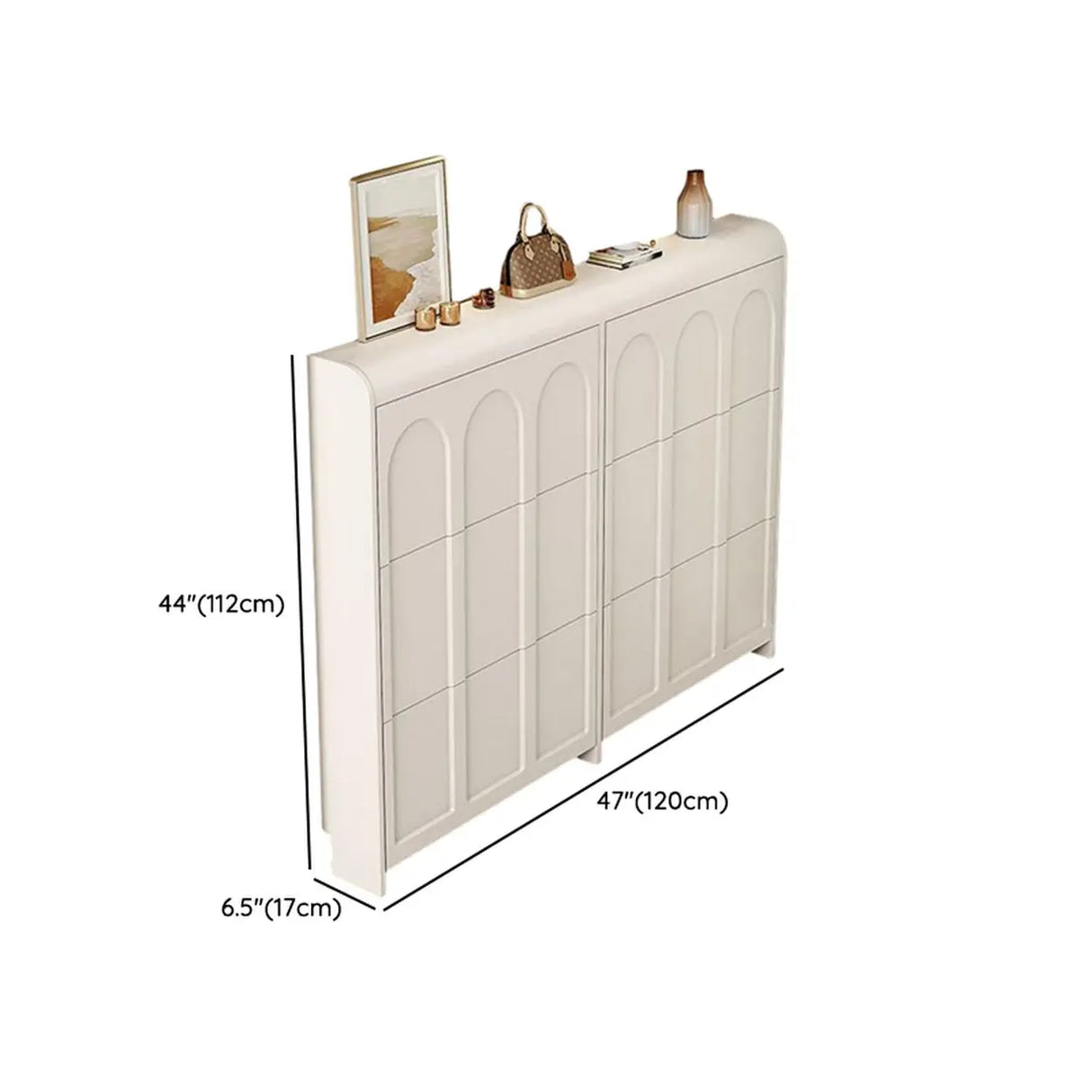 Adjustable Entryway White Drop Front Shoe Storage Cabinet Image - 25