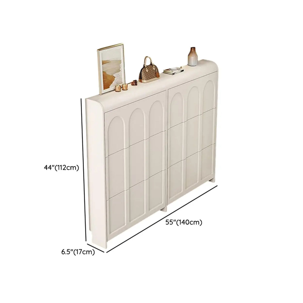 Adjustable Entryway White Drop Front Shoe Storage Cabinet Image - 26