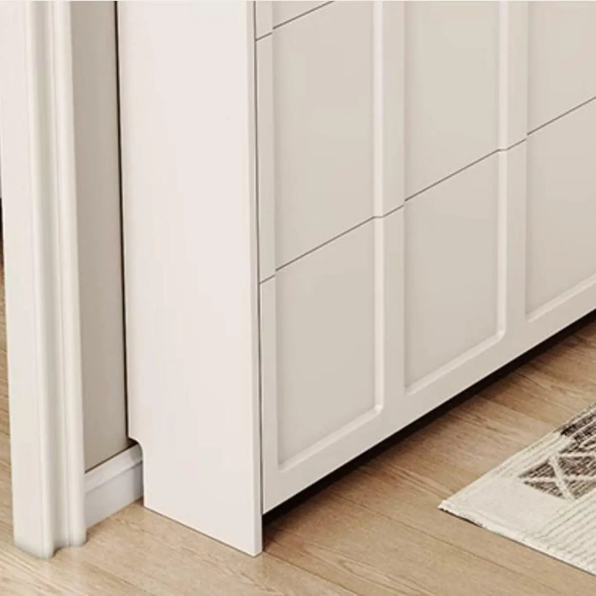 Adjustable Entryway White Drop Front Shoe Storage Cabinet Image - 7