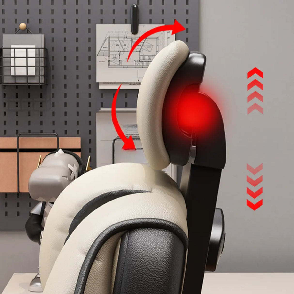 Adjustable Ergonomic Leather Footrest Cream Office Chair Image - 10