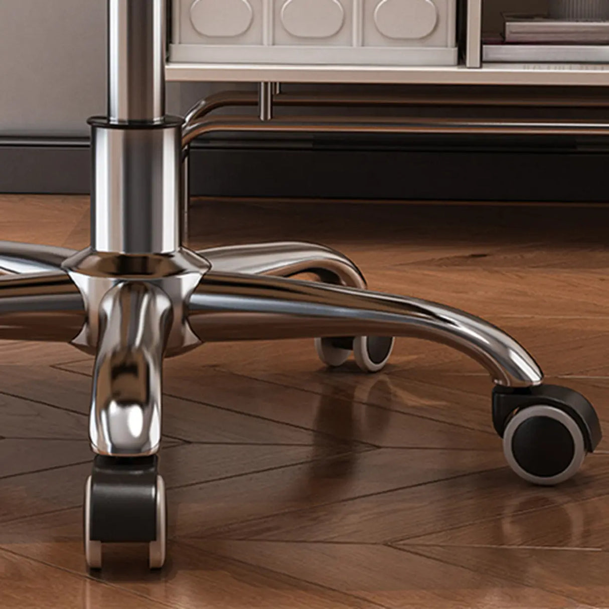 Adjustable Ergonomic Leather Footrest Cream Office Chair Image - 12