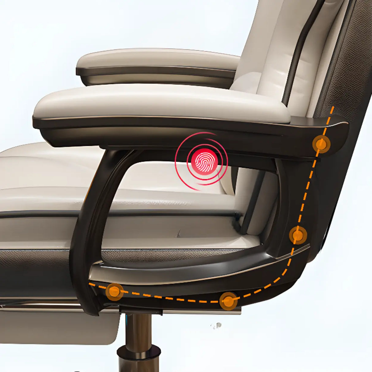 Adjustable Ergonomic Leather Footrest Cream Office Chair Image - 5