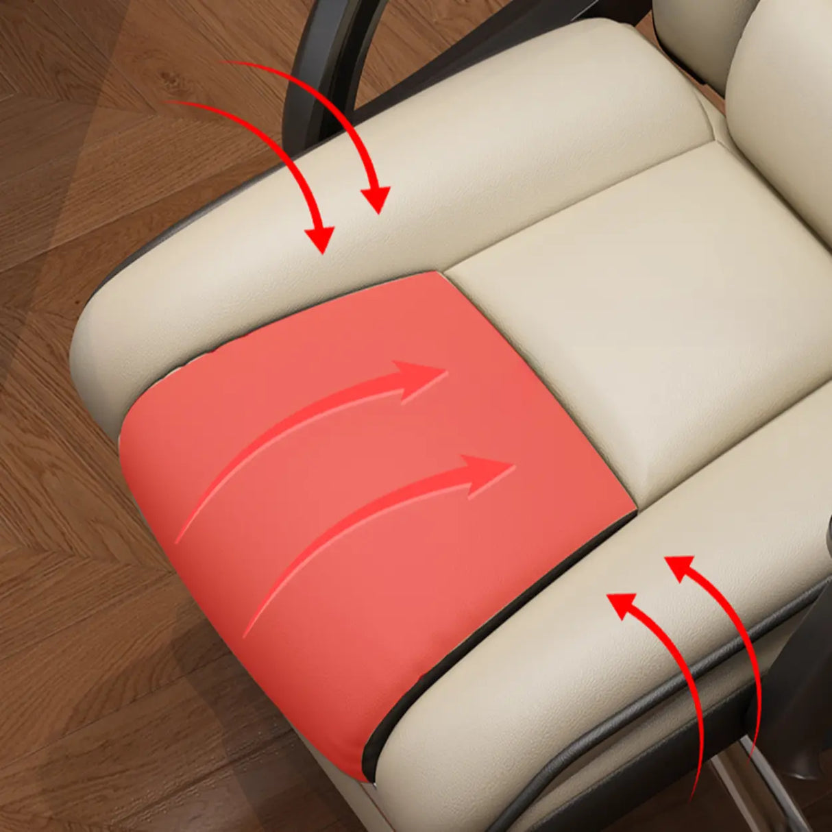 Adjustable Ergonomic Leather Footrest Cream Office Chair Image - 8