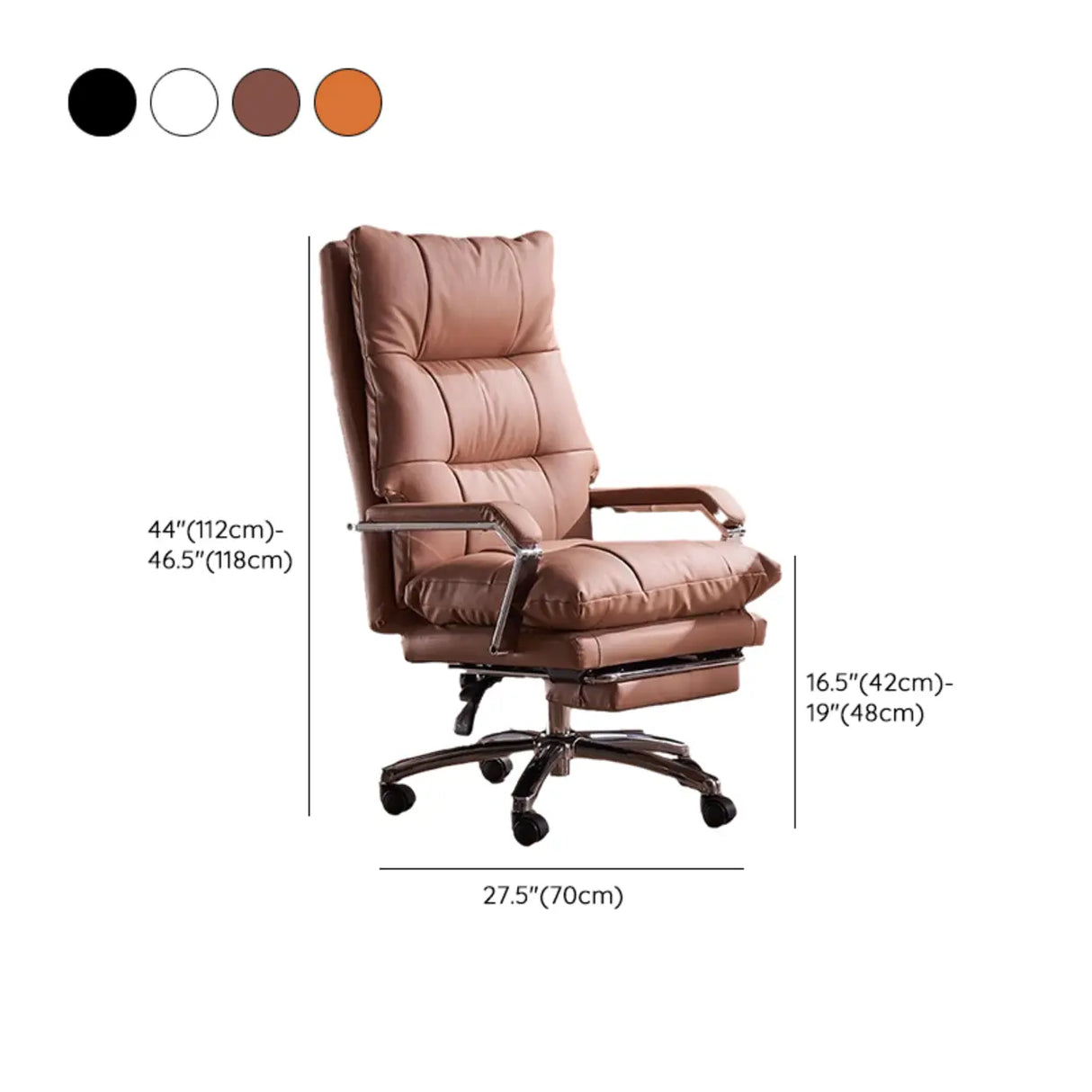 Adjustable Ergonomic Leather Orange Footrest Office Chair