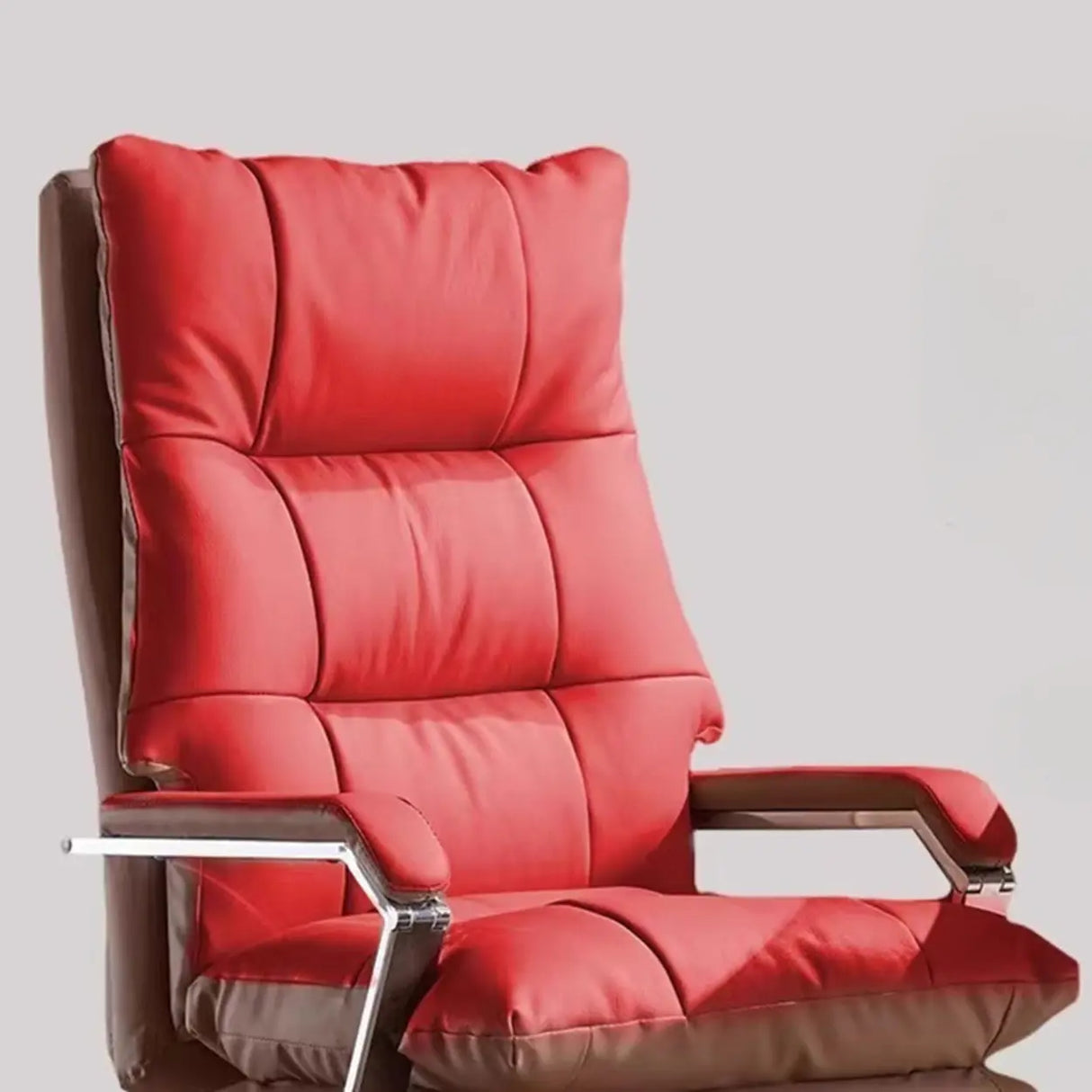 Adjustable Ergonomic Leather Orange Footrest Office Chair Image - 8