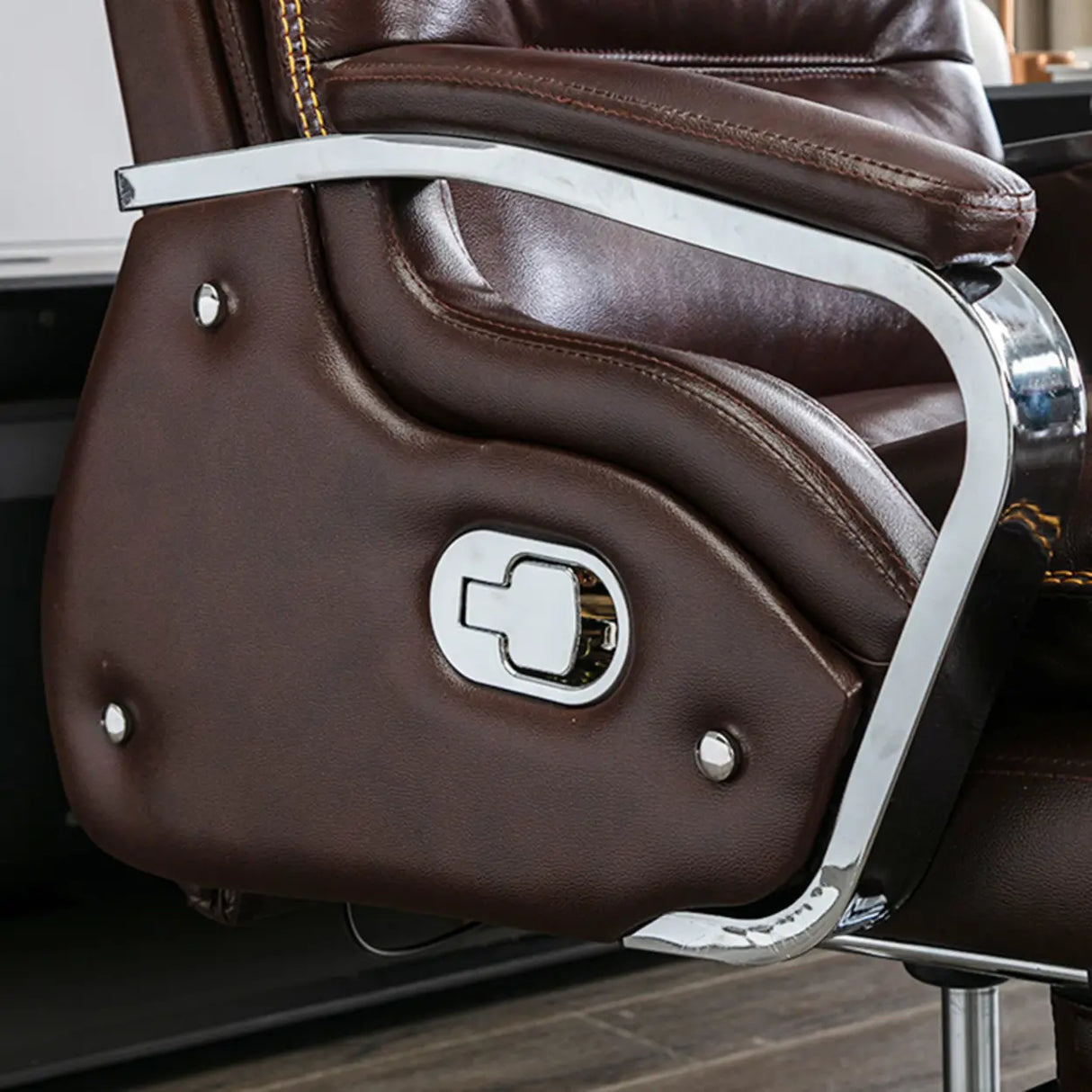 Adjustable Ergonomic Leather Swivel Recliner Office Chair Image - 12