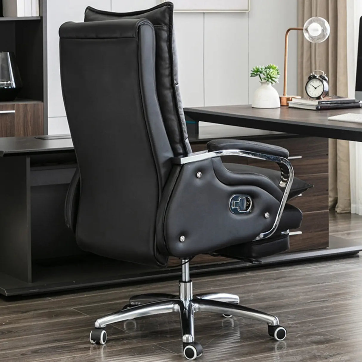 Adjustable Ergonomic Leather Swivel Recliner Office Chair Image - 8