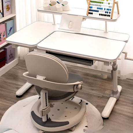 Adjustable Ergonomic White Wood Keyboard Tray Kids Desk Image - 1