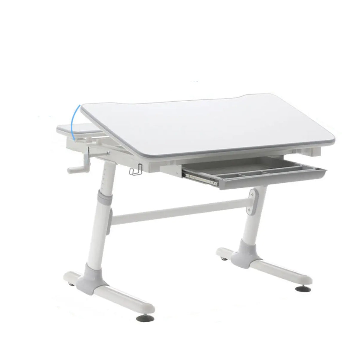 Adjustable Ergonomic White Wood Keyboard Tray Kids Desk Image - 2