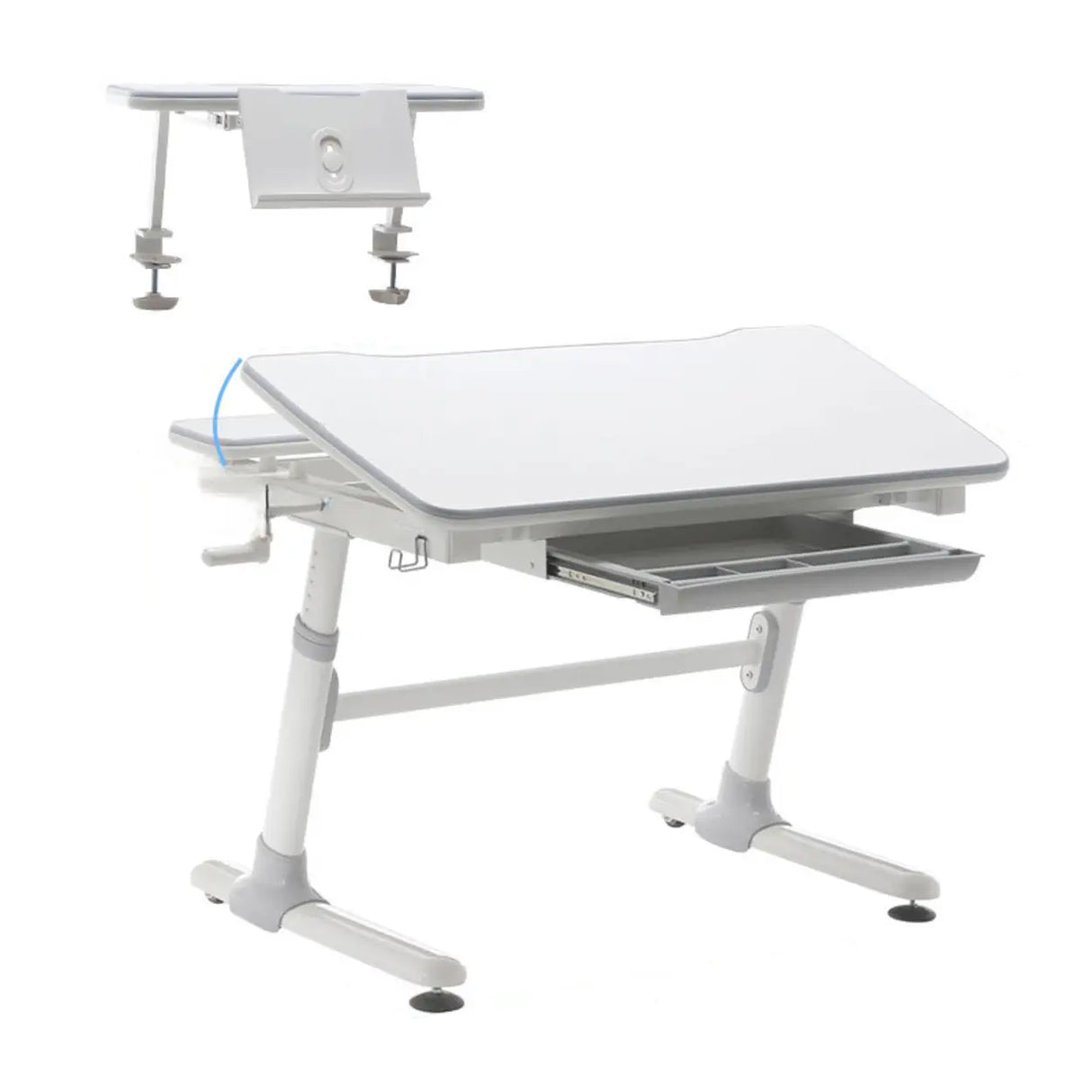 Adjustable Ergonomic White Wood Keyboard Tray Kids Desk Image - 3