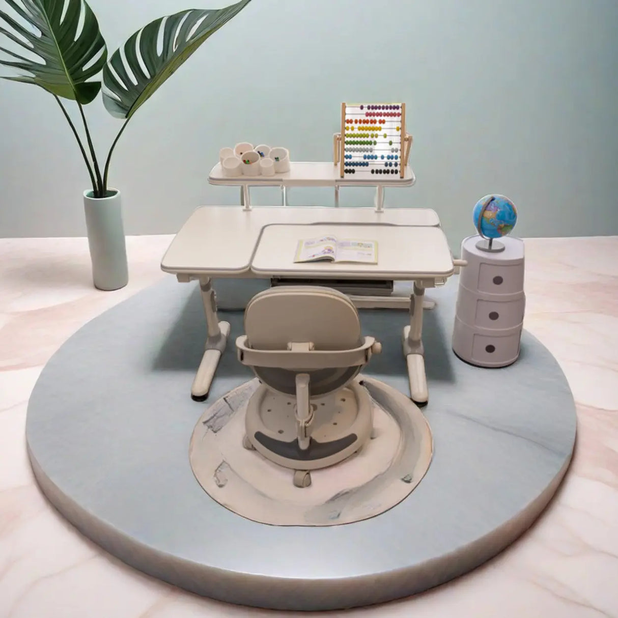 Adjustable Ergonomic White Wood Keyboard Tray Kids Desk Image - 5