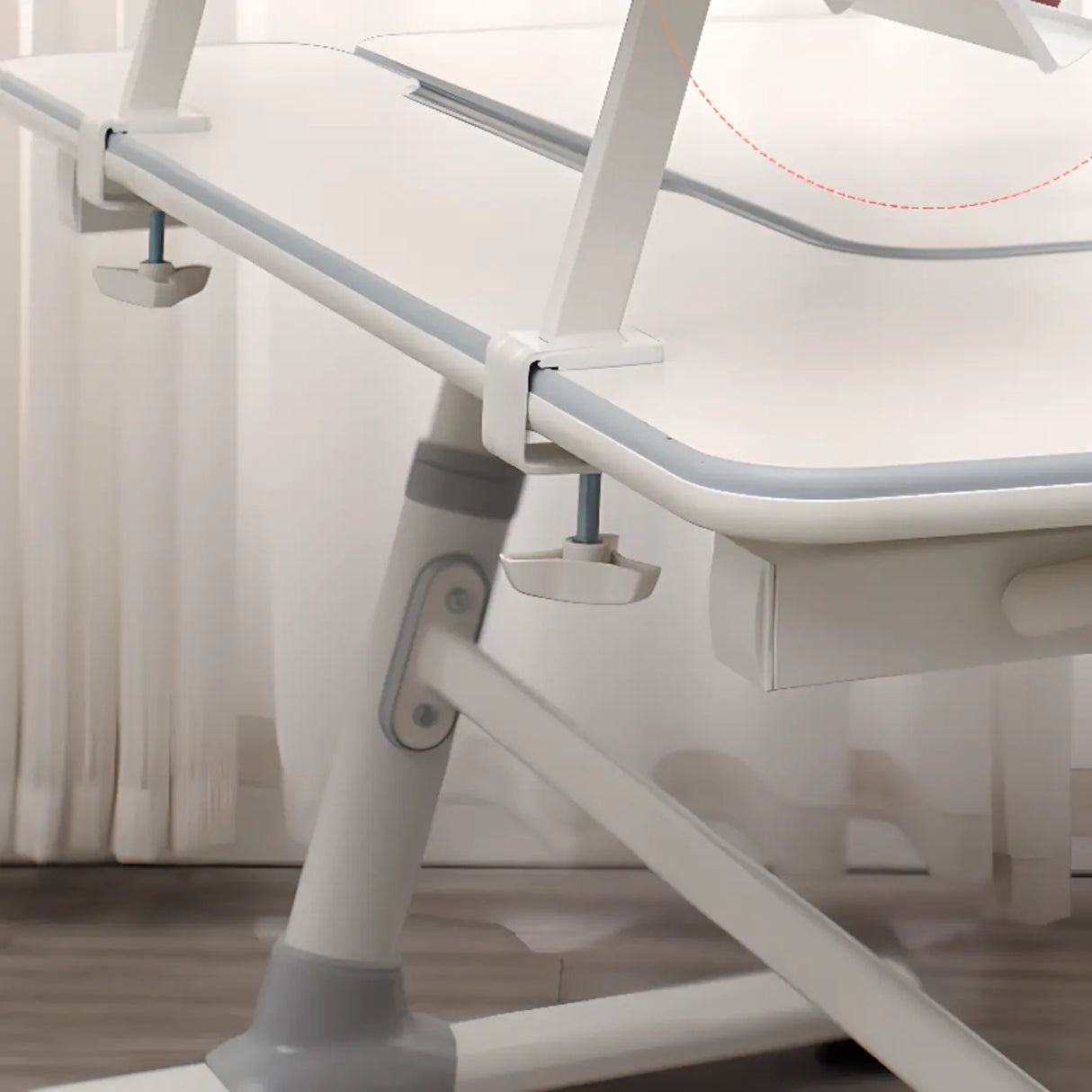 Adjustable Ergonomic White Wood Keyboard Tray Kids Desk Image - 6