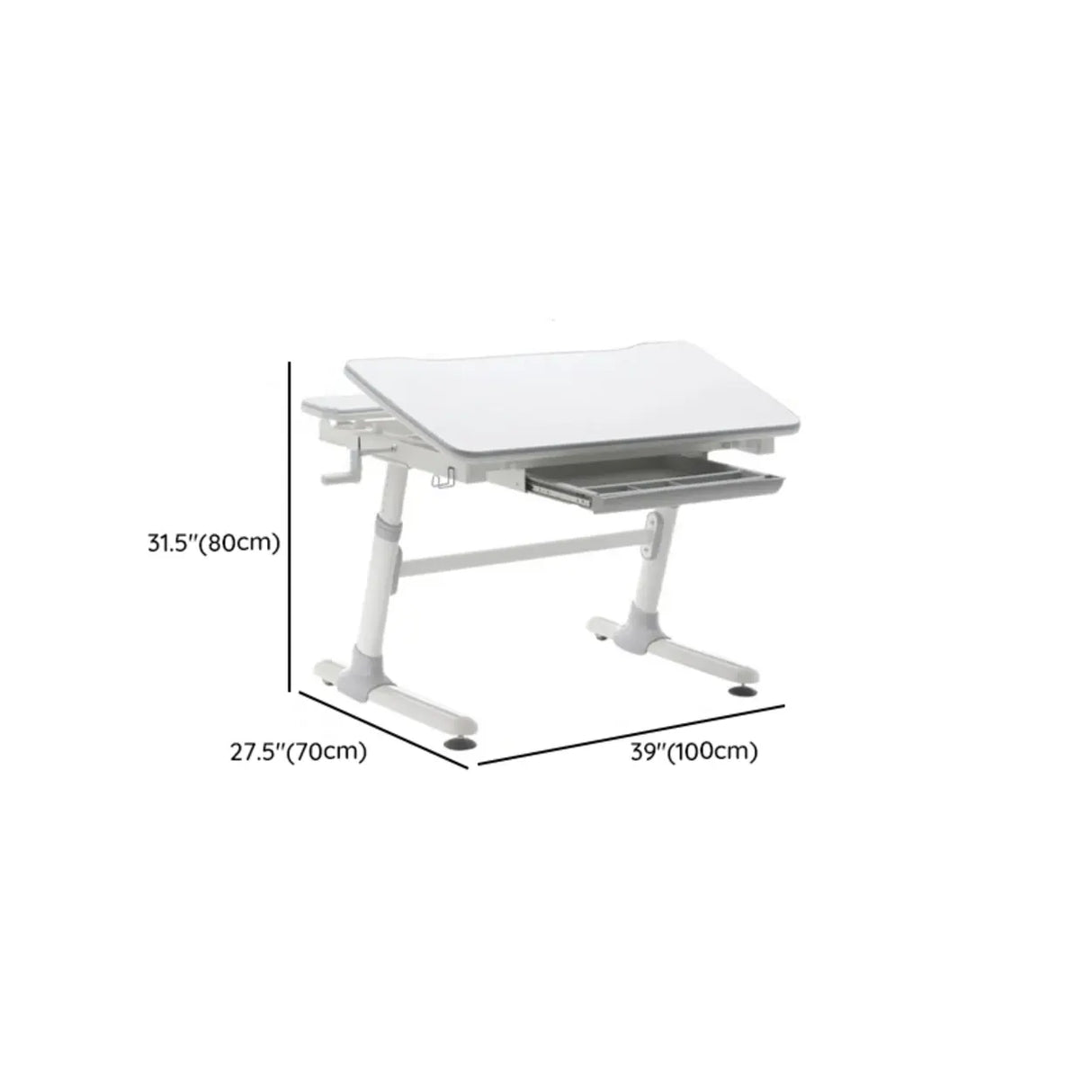 Adjustable Ergonomic White Wood Keyboard Tray Kids Desk