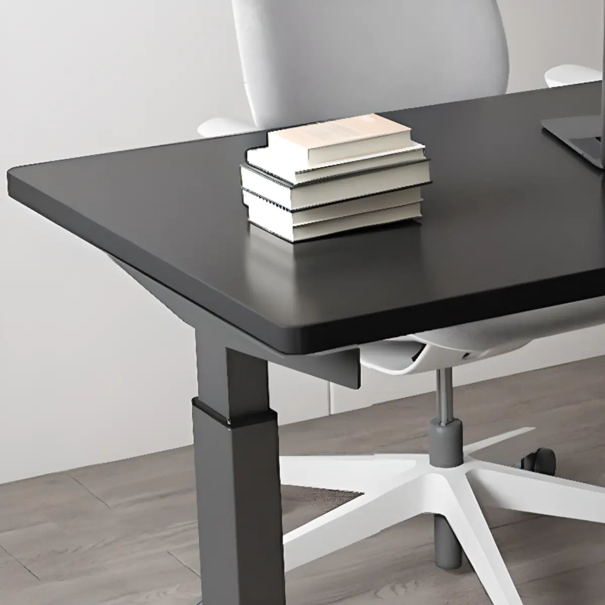 Adjustable Ergonomic White Wood T-Shape Computer Desk Image - 10