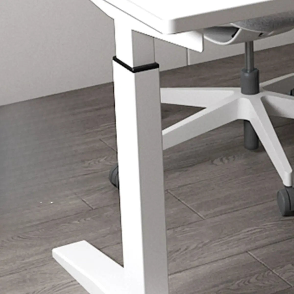 Adjustable Ergonomic White Wood T-Shape Computer Desk Image - 11
